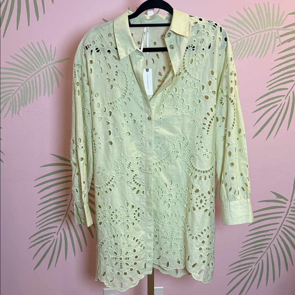 ANTHROPOLOGIE CUT OUT MINI SHIRT DRESS WITH LINING NWT SIZE SMALL - Picture 2 of 7